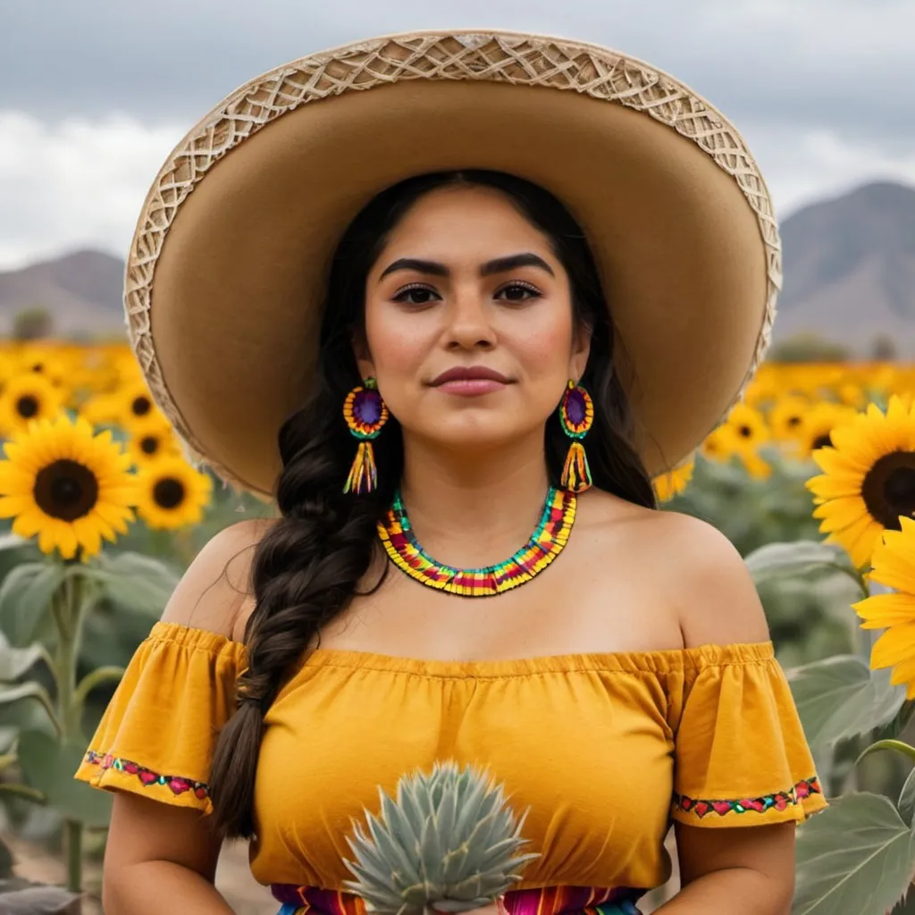 Prompt: A Mexican woman 👏💜🌻