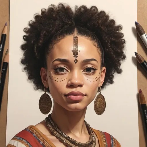 Prompt: Can you generate an image of a light skin artists drawing other cultures🙏