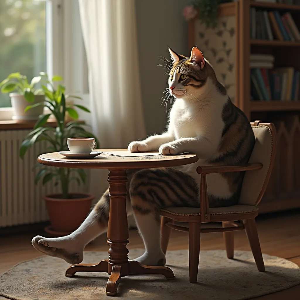 Prompt: I am the table for cat to sit on
