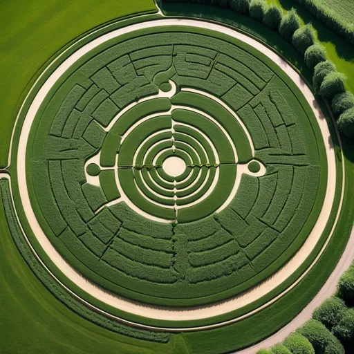 Prompt: English gardens shaped like crop circles ))