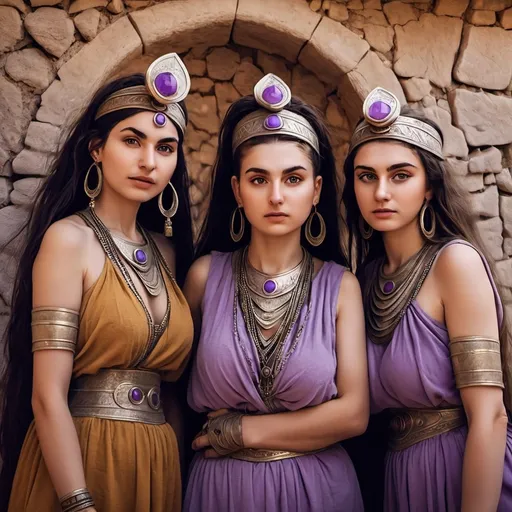 Prompt: Ancient women of Karakum 💜✨️