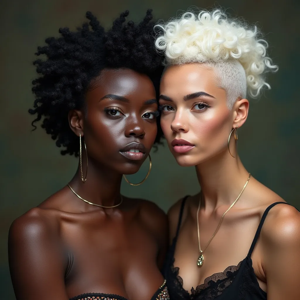 Prompt: A Black albino woman and a 🌹