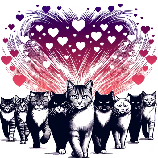 Prompt: My cats are my army 💜 ❤️)