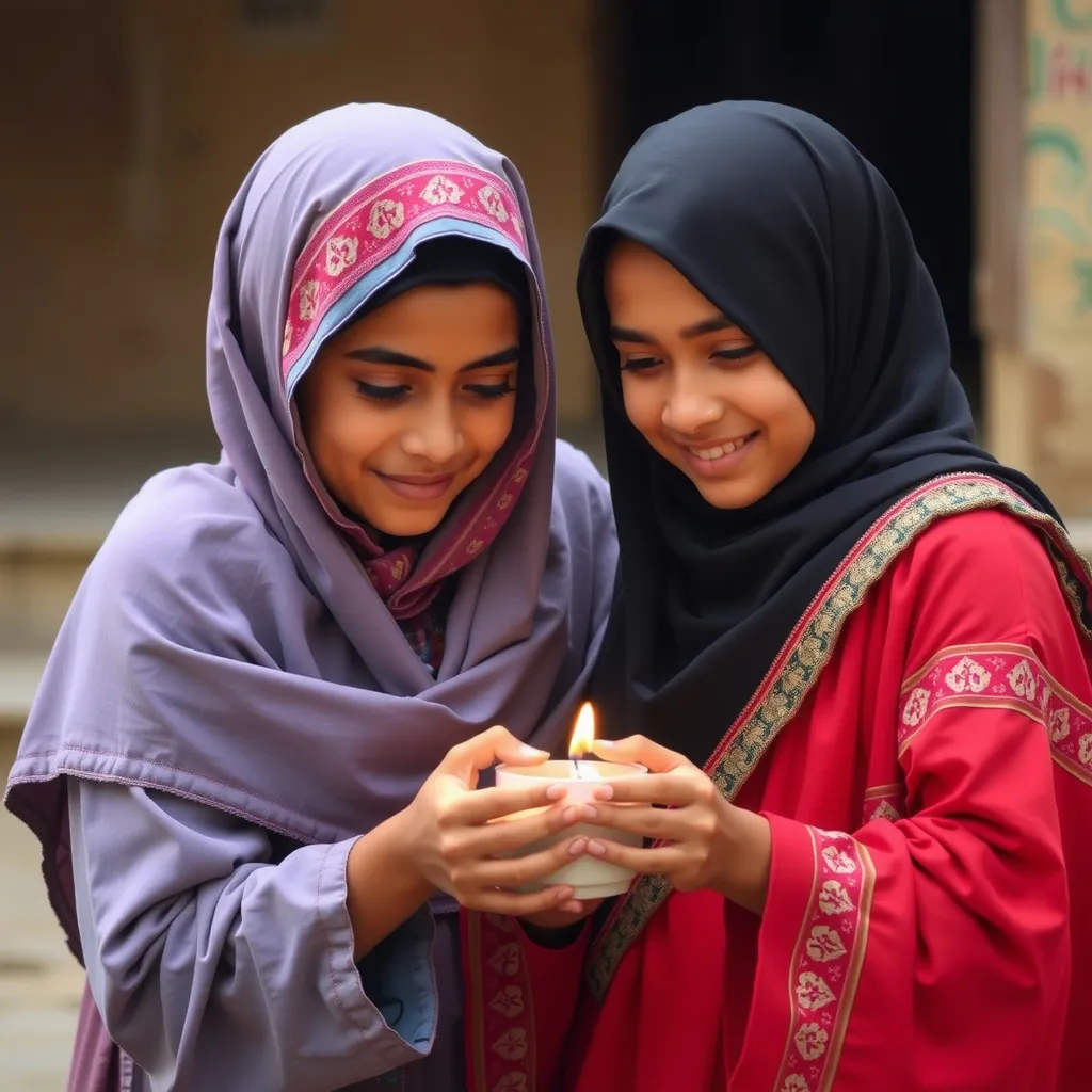 Prompt: Muslim girls global heart warming 💗✨️ 