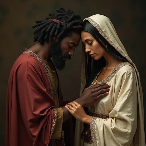 Prompt: Darker skin Yeshua and Mary Magdalena 