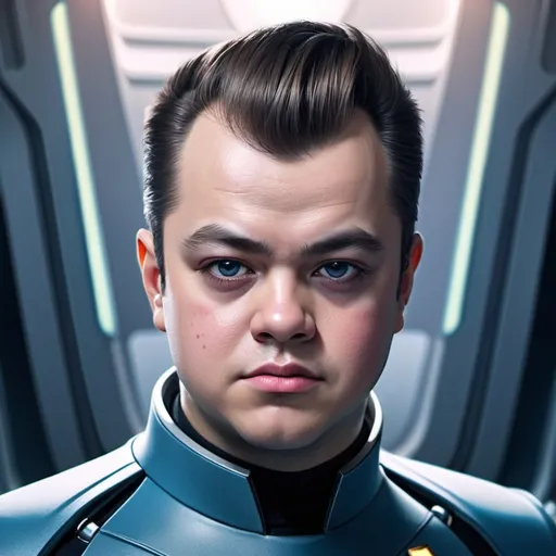 Prompt: Down syndrome futuristic men's face and star treck and a flattering hairstyle

** That was literally best concept art I ever came across thank you 😊 🙏 💓 💗 