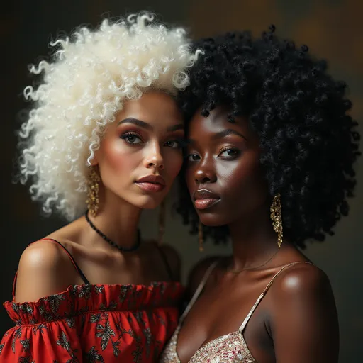 Prompt: A Black albino woman and a 🌹