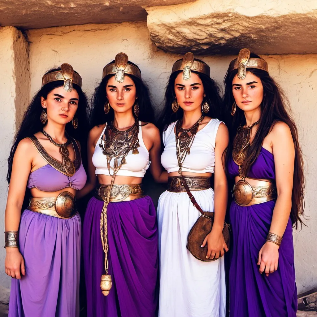 Prompt: Ancient women of Karakum 💜✨️