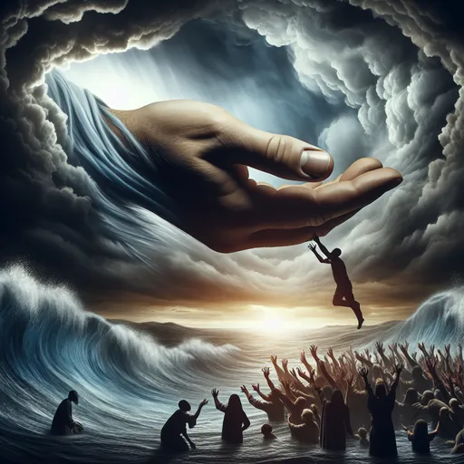 Prompt: Father please hold on to us we are in great need of You 