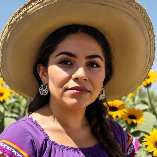 Prompt: A Mexican woman 👏💜🌻