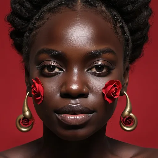 Prompt: A dark skin woman's face made entirely of 🌹 
** This is a true expression of love ❤️ Thank you for that 🙏🌹