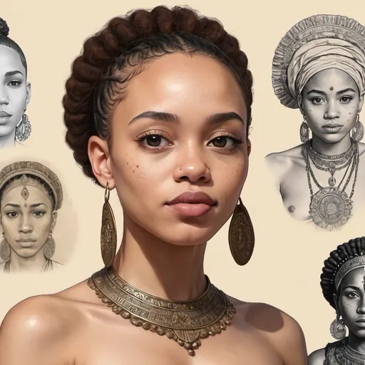 Prompt: Can you generate an image of a light skin artists drawing other cultures🙏