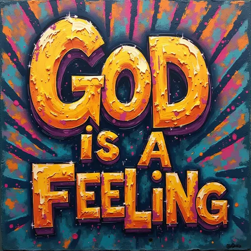 Prompt: God is a feeling 
Graffiti style 