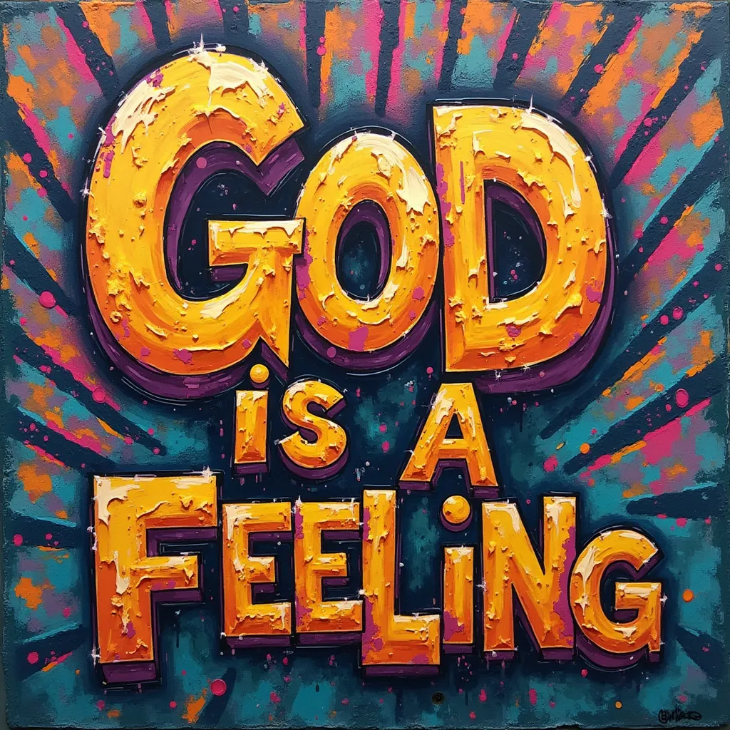Prompt: God is a feeling 
Graffiti style 