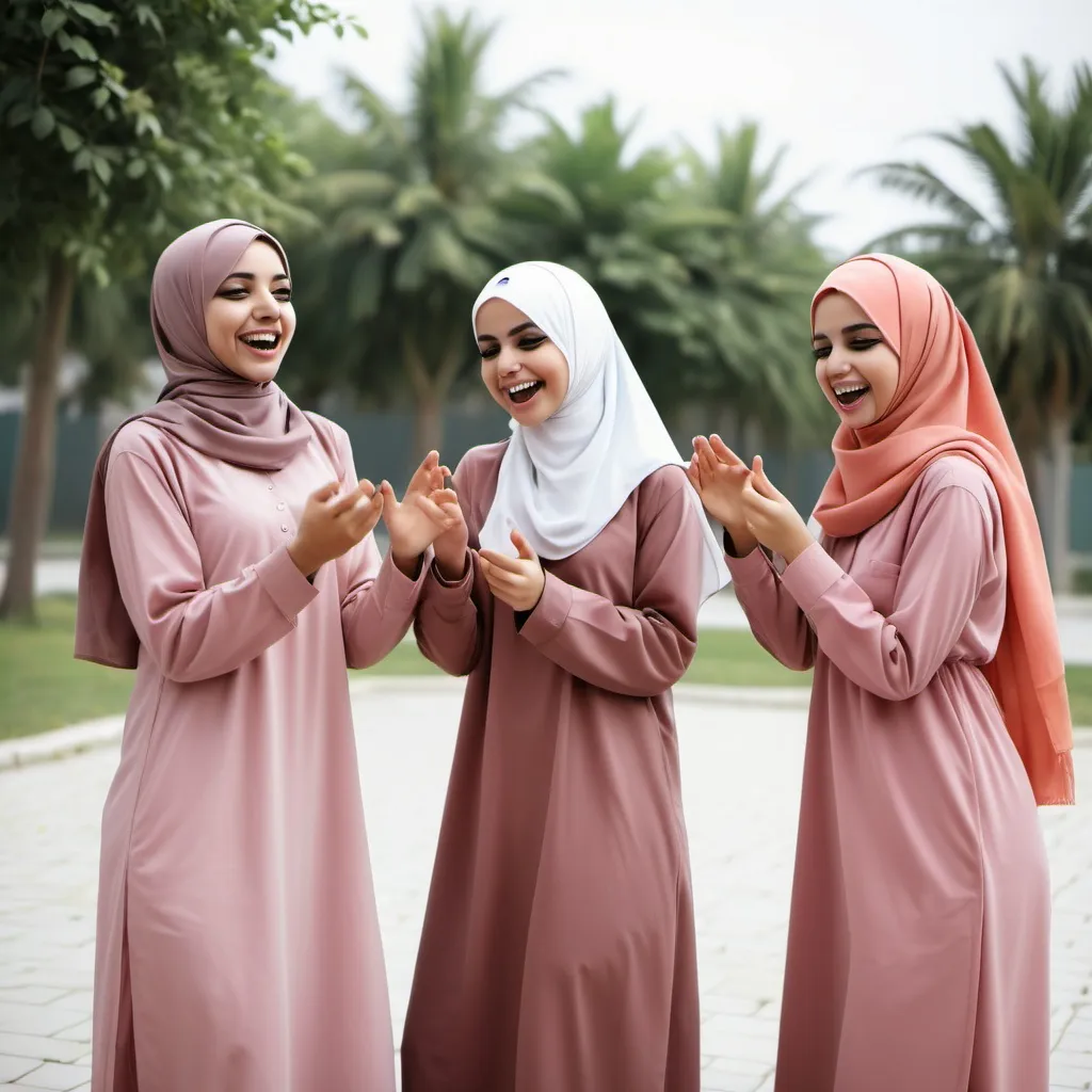 Prompt: Muslim girls at play having a good time

