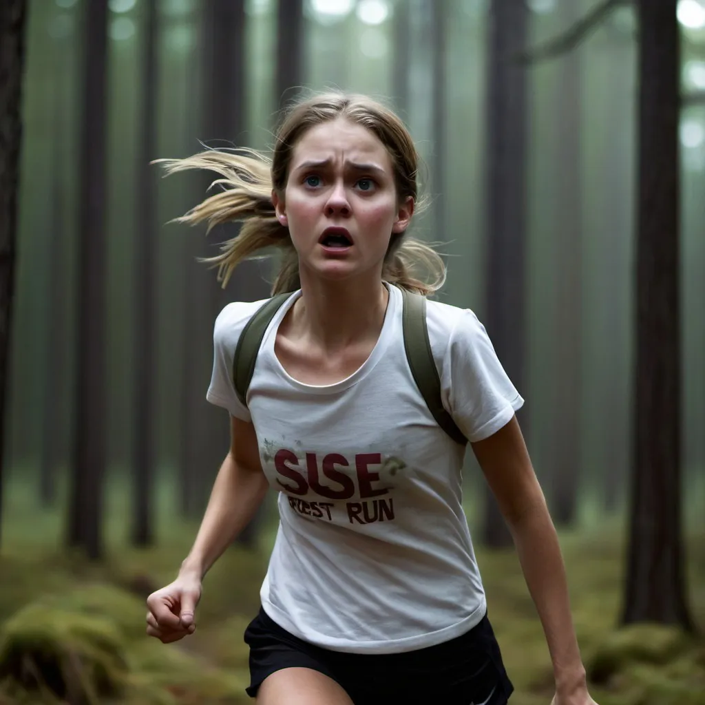 Prompt: Don't turn around just run Forest run
She said that her face was hurting