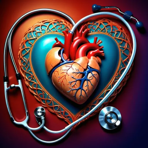 Prompt: A stethoscope around a heart 