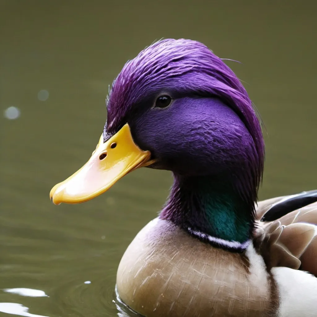Prompt: Duck with purple fur
