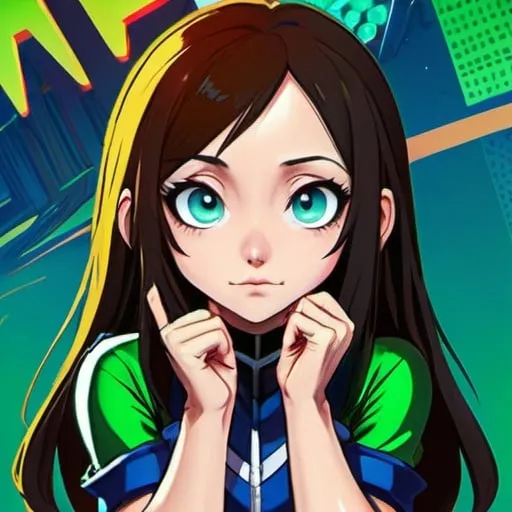 Prompt: Tsuyu Asui in vibrant, comic book style, detailed amphibian features, high quality, comic book, vibrant colors, dynamic pose, detailed eyes, sleek design, professional, atmospheric lighting