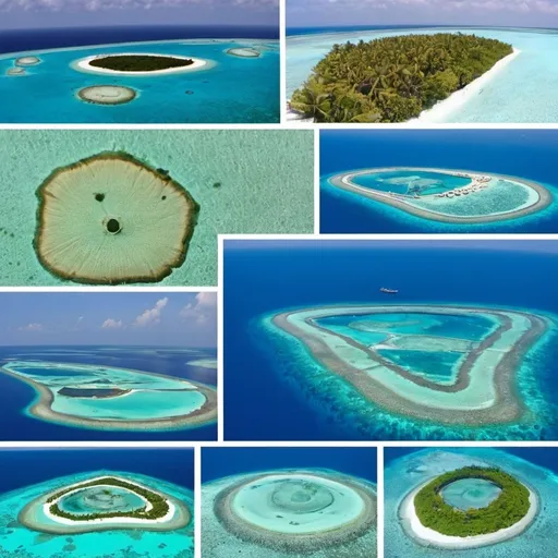 Prompt: Collage on Coral atolls of Lakshadweep