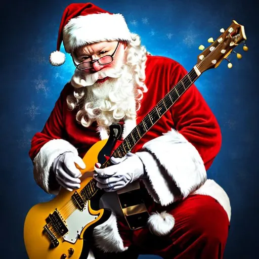 Prompt: Create a picture of Santa as a Blues Guitarist
