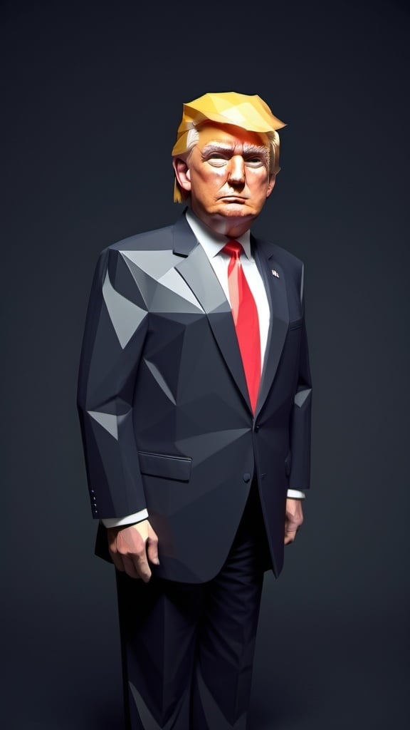 Prompt: Donald Trump in low-polygon style.