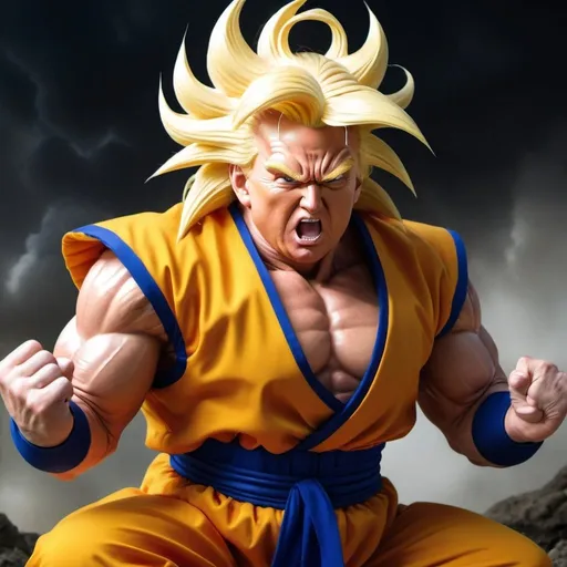 Prompt: Donald Trump as a super Saiyan 3