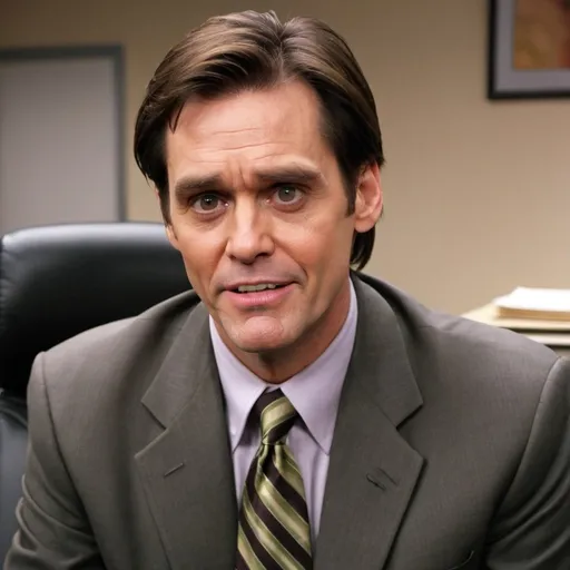 Prompt: Jim Carrey as Michael Scott from the Office.