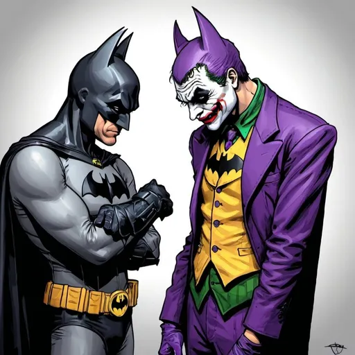 Prompt: Draw me Batman and Joker having relationship problems.