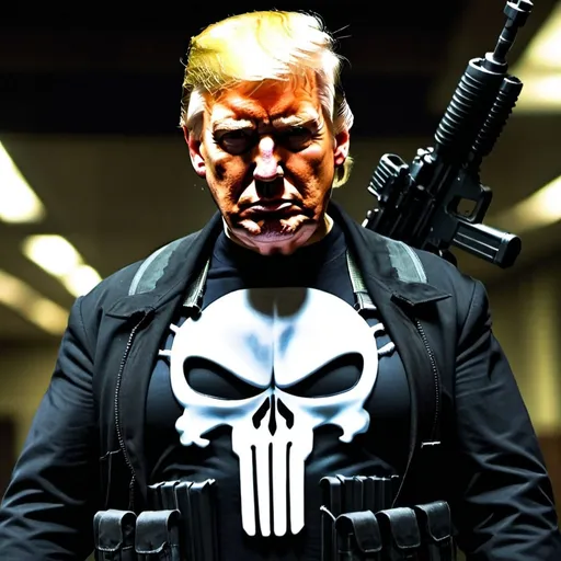 Prompt: Donald Trump as the Punisher.