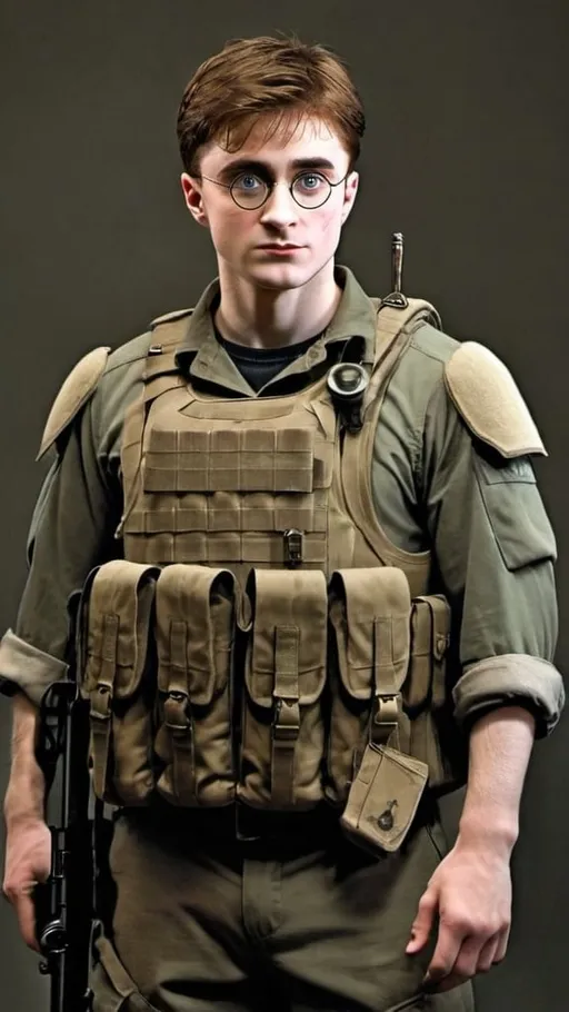 Prompt: Harry Potter as a modern soldier.