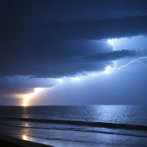 Prompt: cool lighting over an ocean