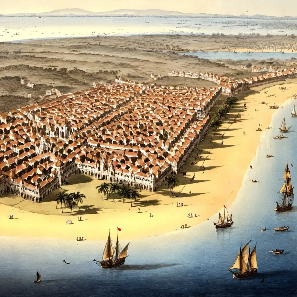 Prompt: Bombay in the 17th century, when it was still a Portuguese colony. 