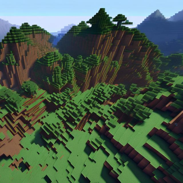 Prompt: A view of Beautiful Mountains of Minecraft,RTX,Seus Ray Tracing 