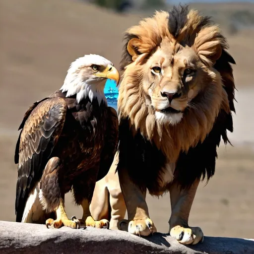 Prompt: lion and eagle