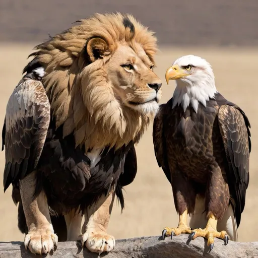 Prompt: lion and eagle
