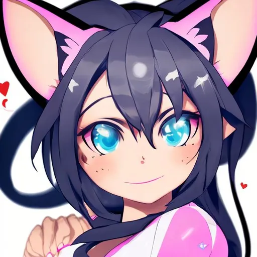 Prompt: a catgirl looking at me happy to see me
