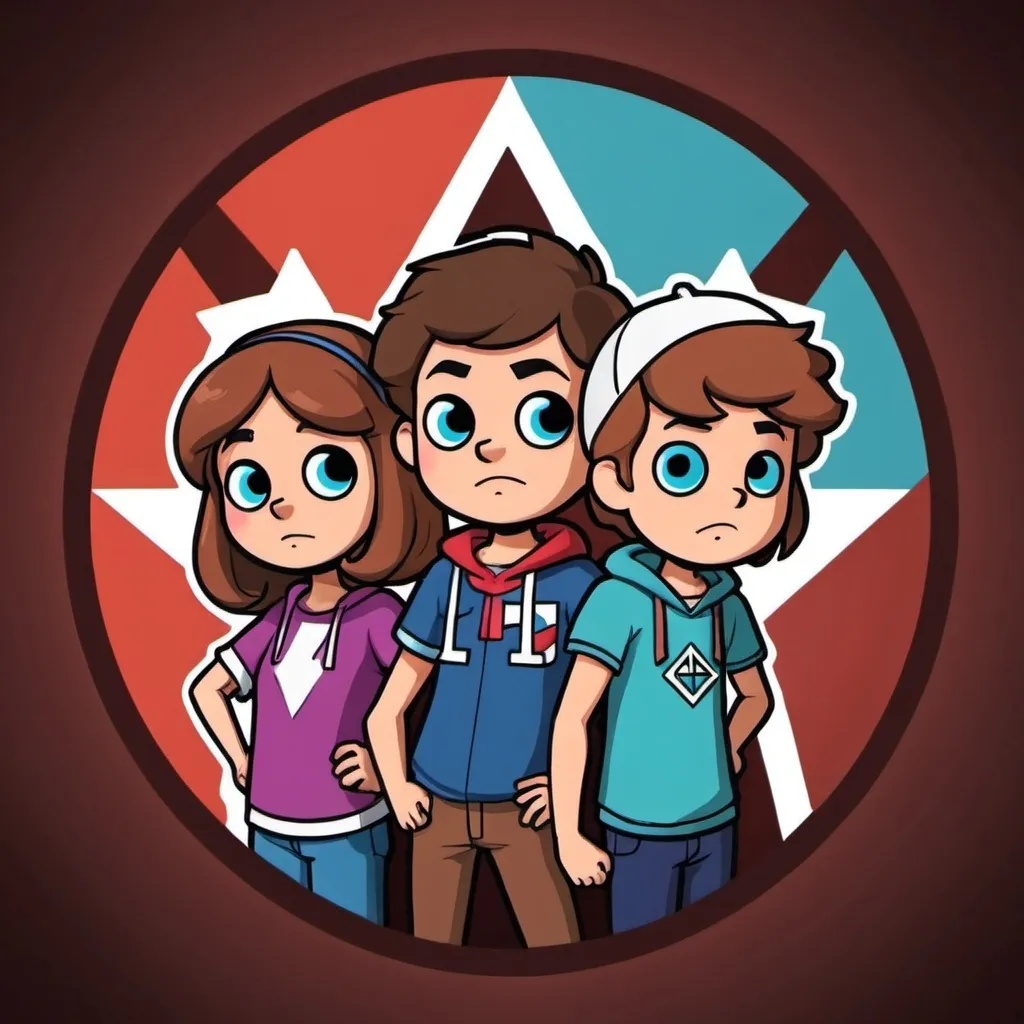 Prompt: mystery twins in mask logo for youtube background mystery logo