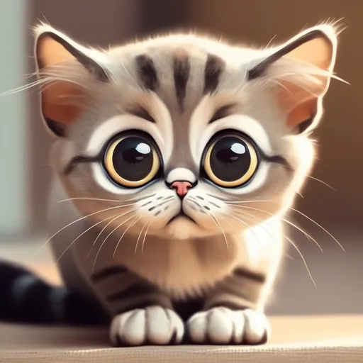 Prompt: adorable cute wide big eyes cat, looking at the camera, creative