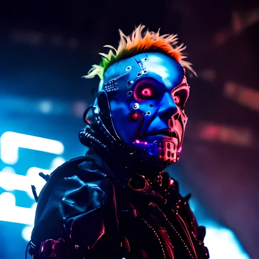 Prompt: Keith Flint cyborg night london scifi