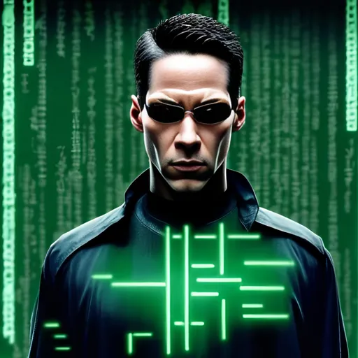 Prompt: Sign of two words OPEN AINST in the matrix style 