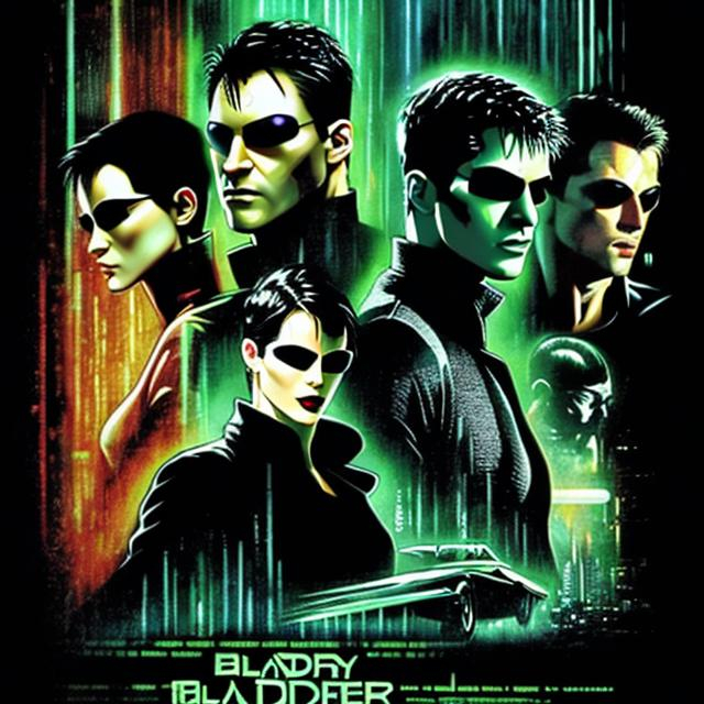 Prompt: Trinity of the matrix in the style of bladerunner blade runner