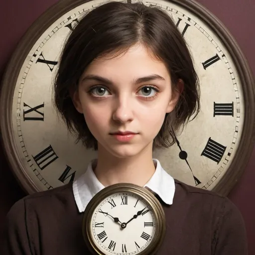 Prompt: girl with a clock face
