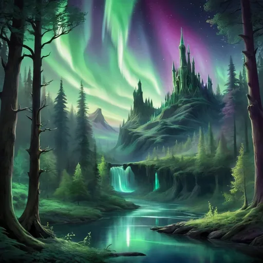 Prompt: Aurora: The mystical city of Aurora is hidden deep within the enchanted glades, accessible only to those who possess the gift of magic or the guidance of the forest spirits. It is a place of ancient wisdom, arcane knowledge, and natural beauty.


 
