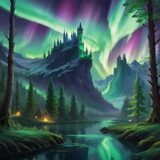 Prompt: Aurora: The mystical city of Aurora is hidden deep within the enchanted glades, accessible only to those who possess the gift of magic or the guidance of the forest spirits. It is a place of ancient wisdom, arcane knowledge, and natural beauty.


 
