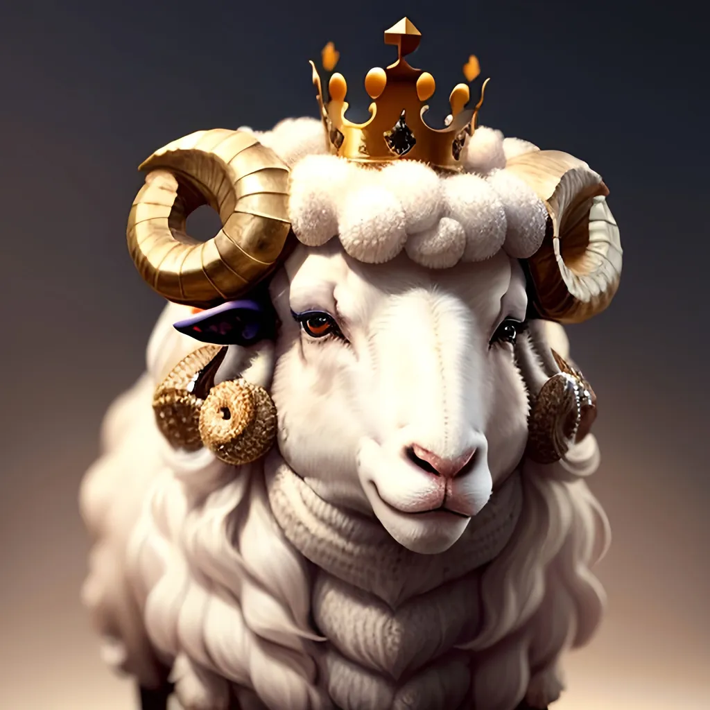 Prompt: A magestic sheep wearing a crown, drawing