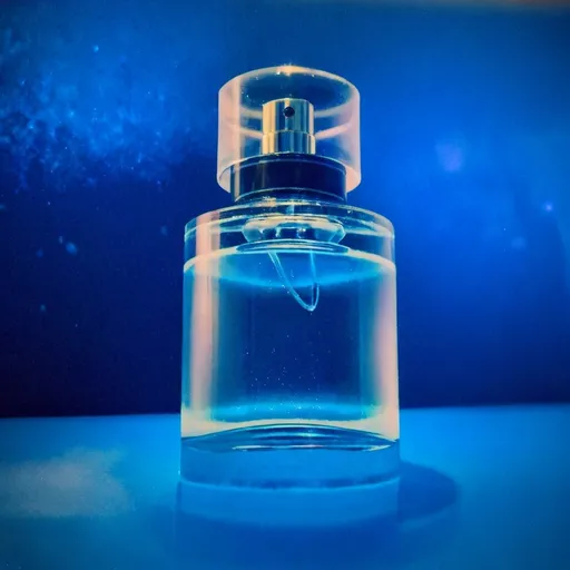 Prompt: a perfume bottle similar to the Dior Sauvage bottle floating in space