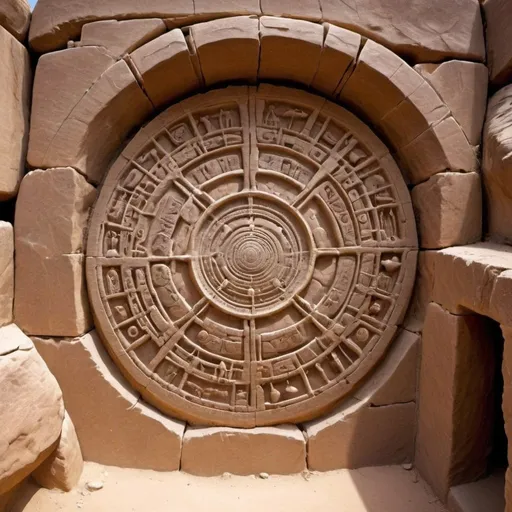 Prompt: In the heart of the arid desert, ancient petroglyphs adorn weathered stone walls. These intricate carvings depict both earthly and otherworldly beings—strange creatures intertwined with symbols representing constellations, planets, and the sun. At the center of this sacred site stands a mysterious stone hedge, aligned with celestial precision. Legend speaks of a cosmic portal hidden within—a gateway to distant realms. Chosen humans, bathed in starlight, are said to be lifted into space through this enigmatic passage. Nearby, an oasis thrives, surrounded by remnants of an ancient village. As the sun sets, shadows dance upon the stones, leaving us pondering the cosmic connections that bind us to the universe.