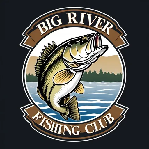 Prompt: A fishing logo, with a bass that says big river fishing club