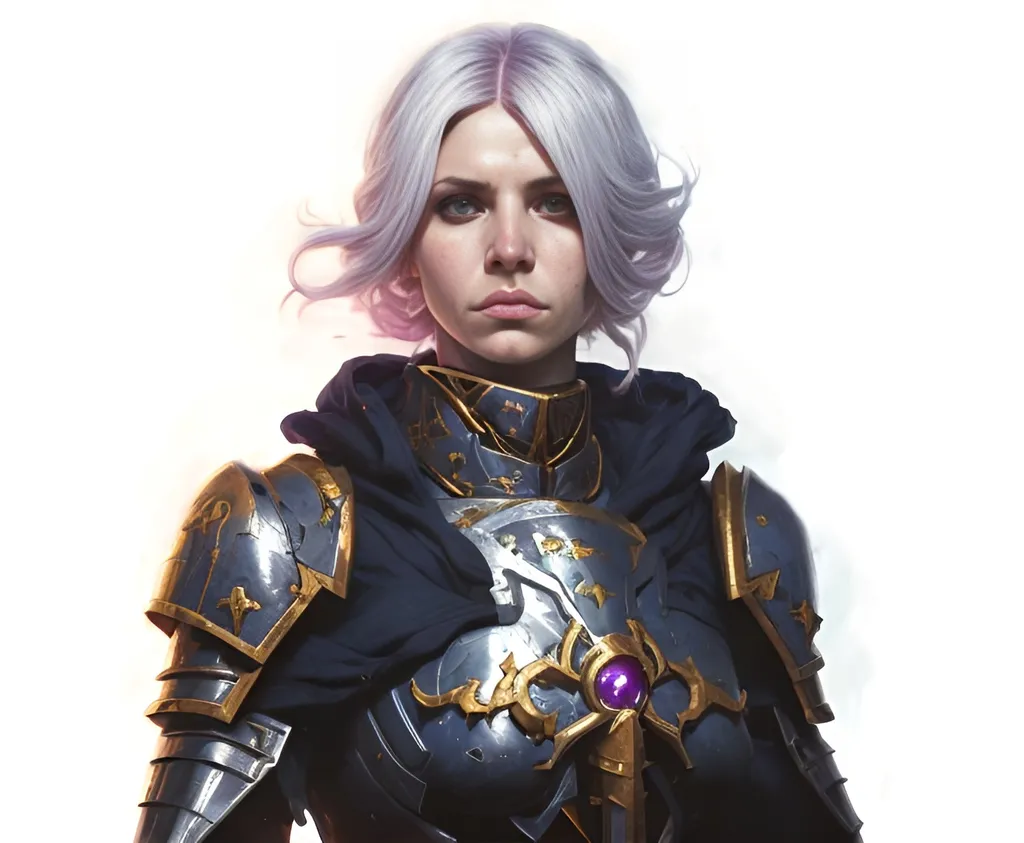 Prompt: Portrait of female Psyker. warhammer 40k setting. Shaded lighting. by Ilya Kuvshinov, Rob Rey, Giuseppe Dangelico Pino. Cinematic. Dark Lighting. Rule of Thirds. Imposing, casting, heroic, detailed, realistic, 8k, photorealistic